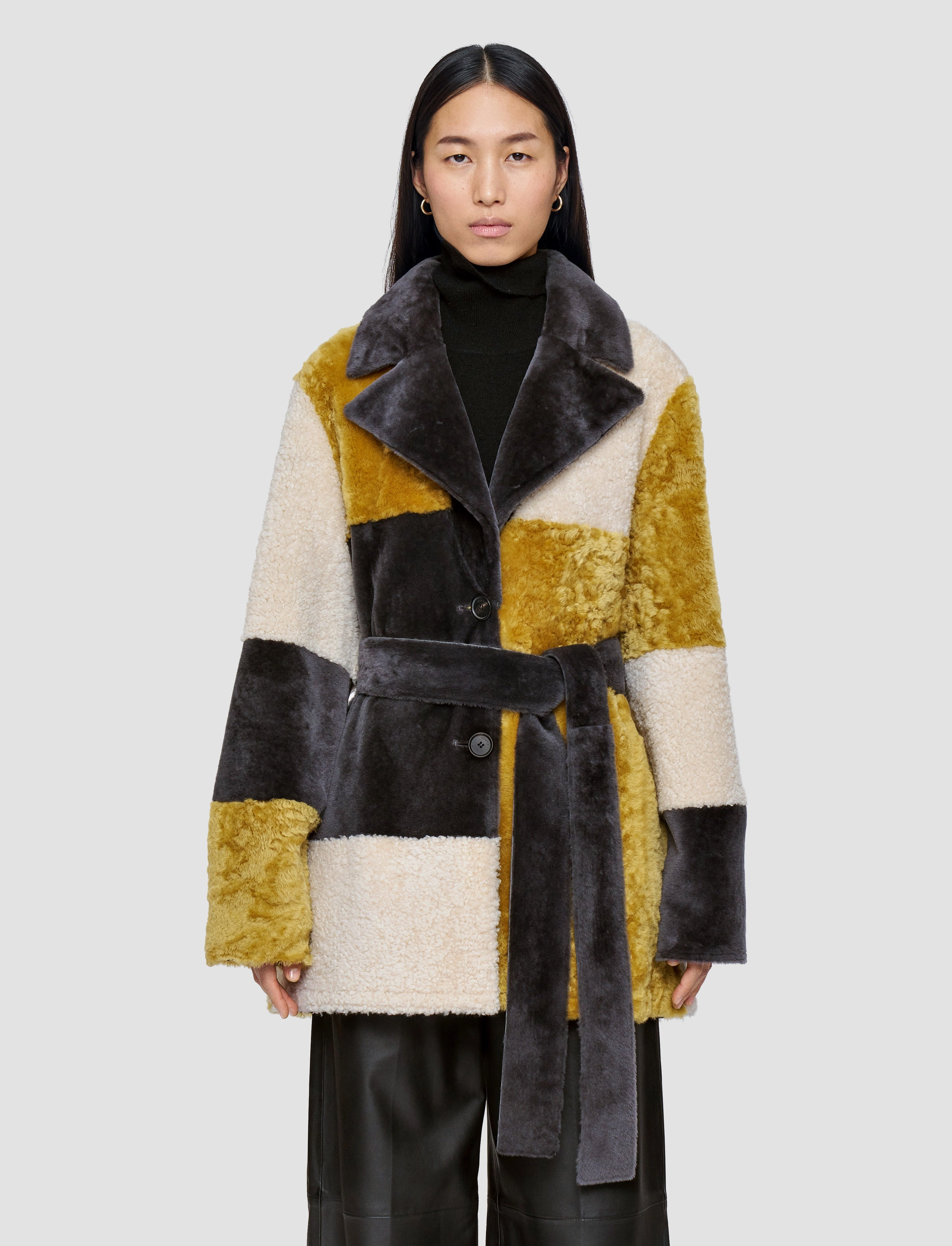 abrasion resistant coating Ventilated Back Panel Martel Overlay Shearling Coat