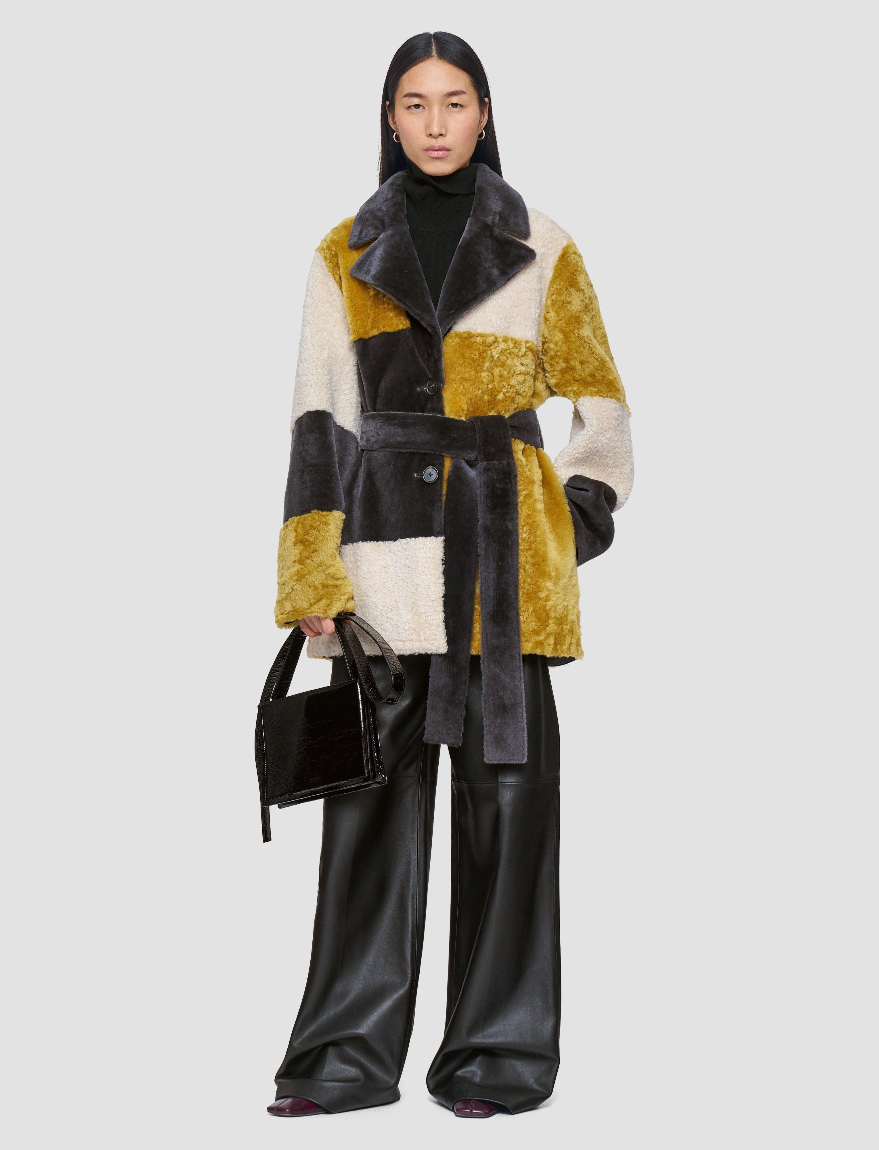 Martel Overlay Shearling Coat Simple Look