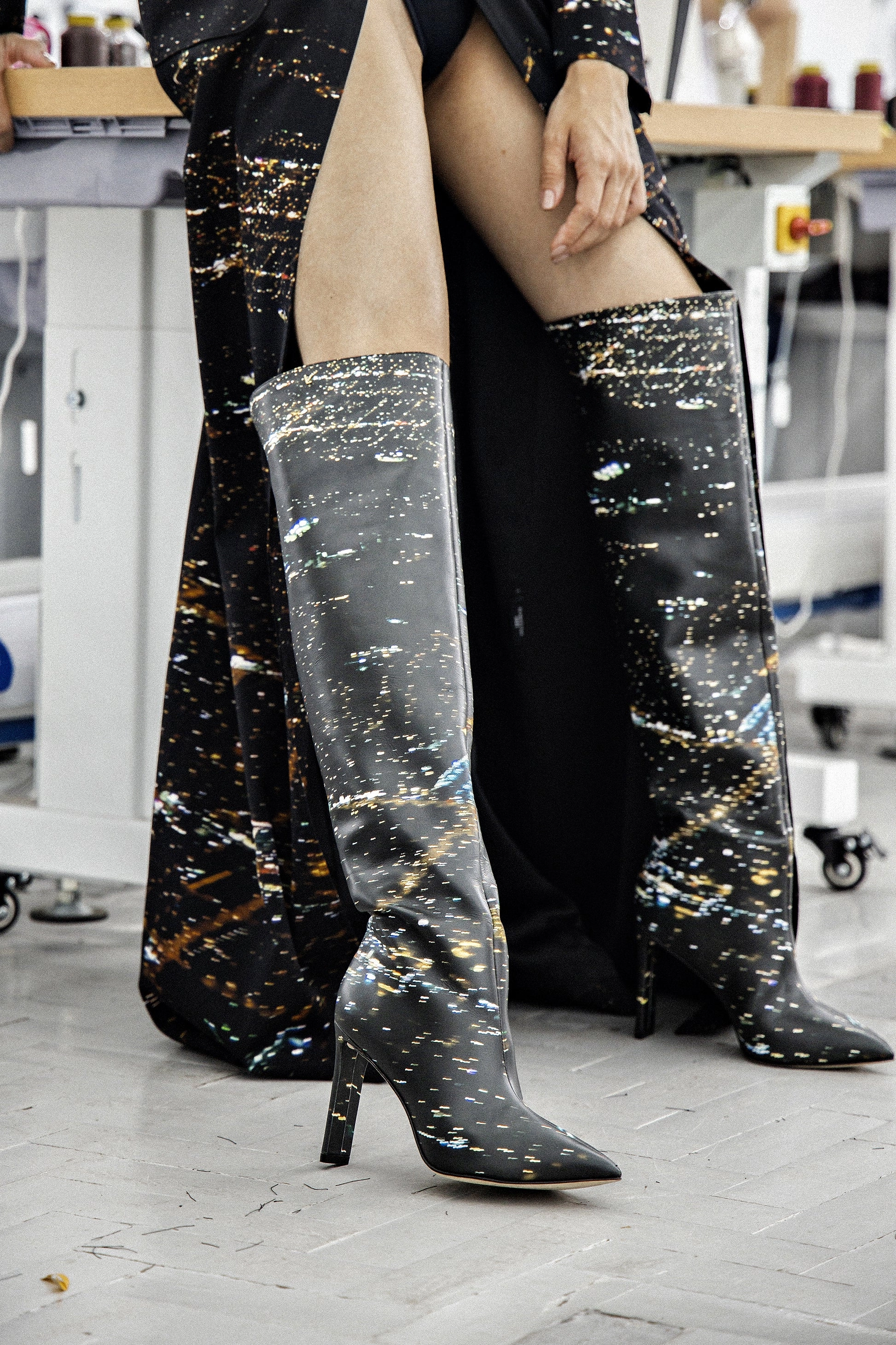 Shock Absorbing Winter Walker Music Fan Larroud x Libertine Boot In Black LAX Printed Leather