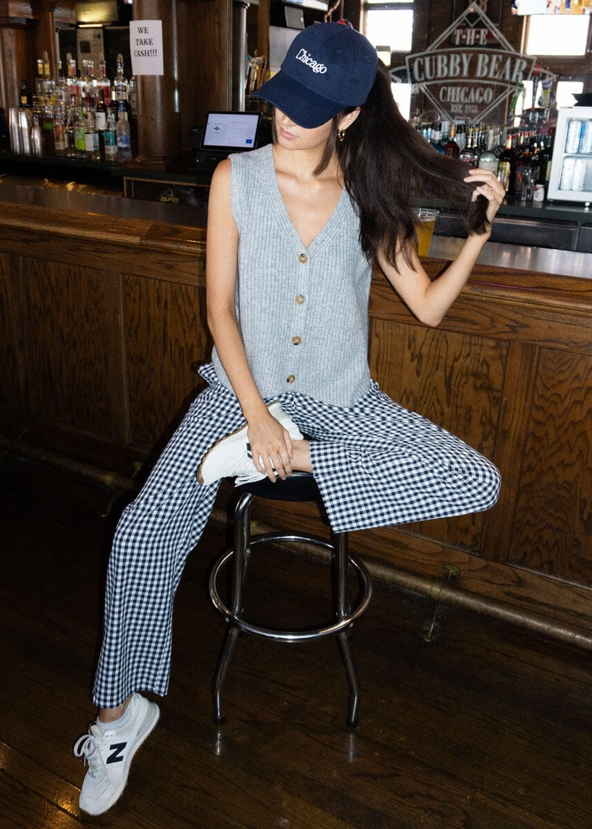 High Neck Design AntiPilling Finish Lani Knit Vest - Heather Grey