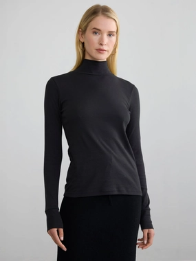 RIBBED COTTON L/S TURTLENECK Breathable mesh panel Quick Dry Blend