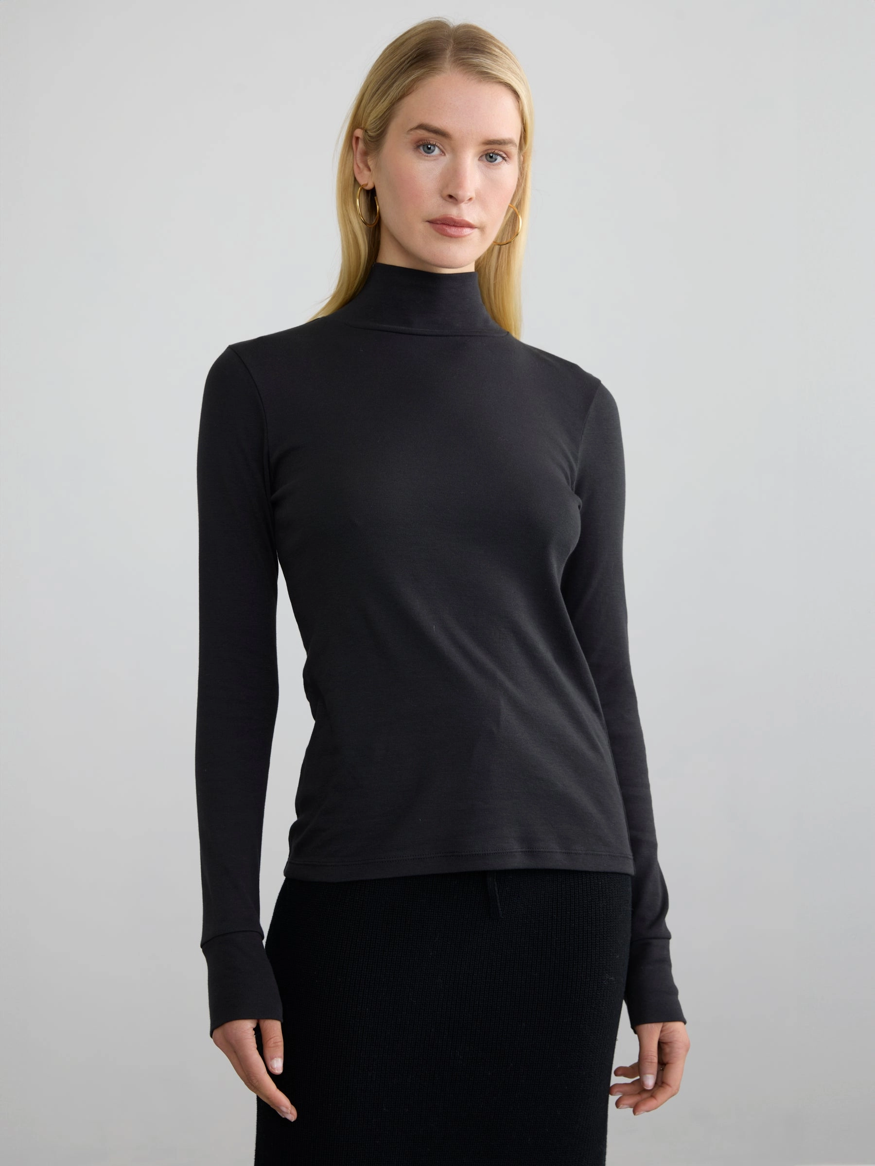 RIBBED COTTON L/S TURTLENECK All Weather Performance Fabric Thermoregulating Fabric