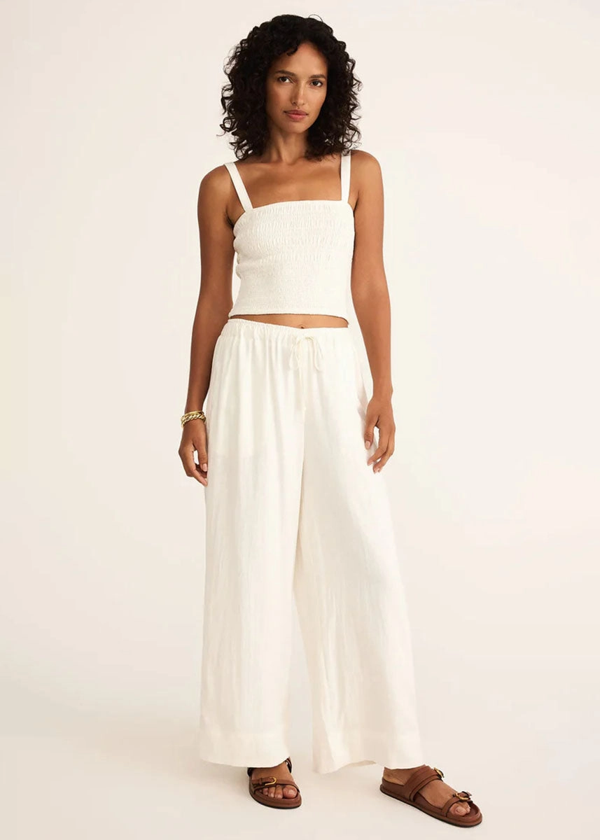 Easton Linen Pant - White Comfortable Leg