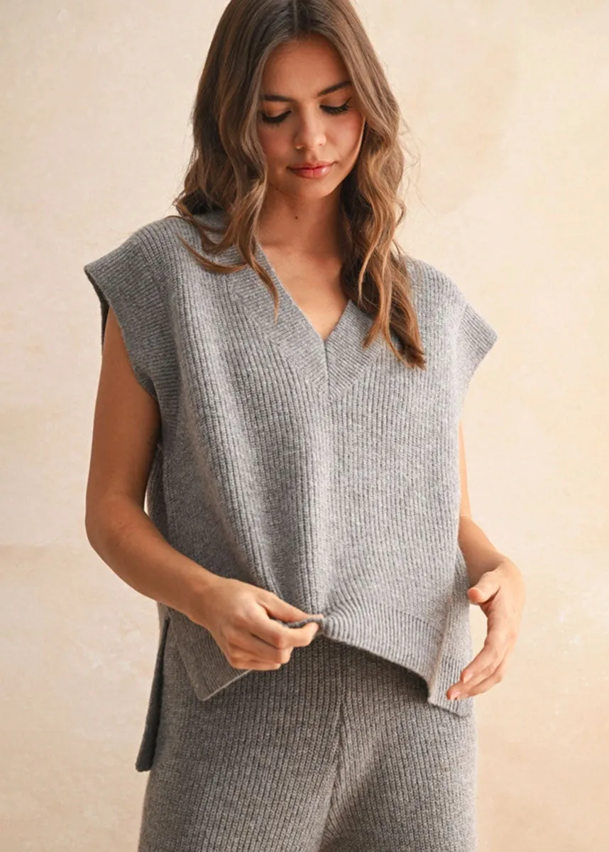 Winter Layers Gemma V-Neck Sweater Vest - Espresso