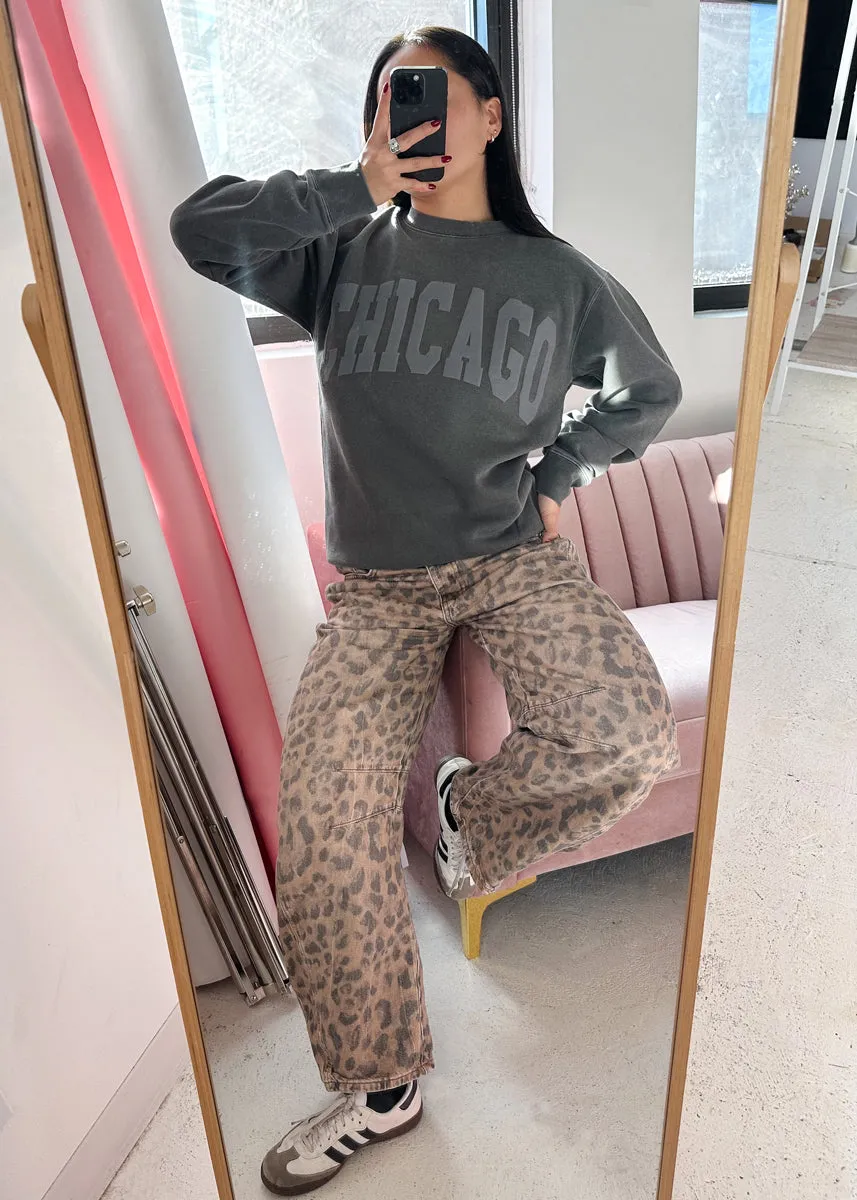 Chicago Collegiate Puff Sweatshirt - Black Snuggle Style Lightweight Comfort