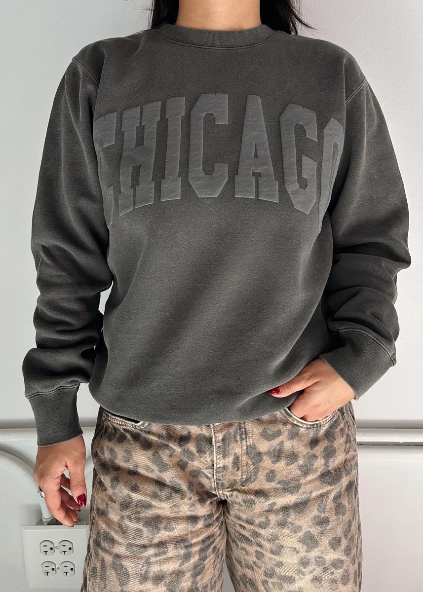 Stretchable Cuff Cold-weather knit Chicago Collegiate Puff Sweatshirt - Black