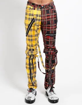 Trendy Wear SPLIT LEG BONDAGE PANT YELLOW/BLACK PLAID