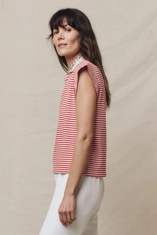 The Peak Shoulder Tee Yarn Dyed Stripes Eco Friendly Production