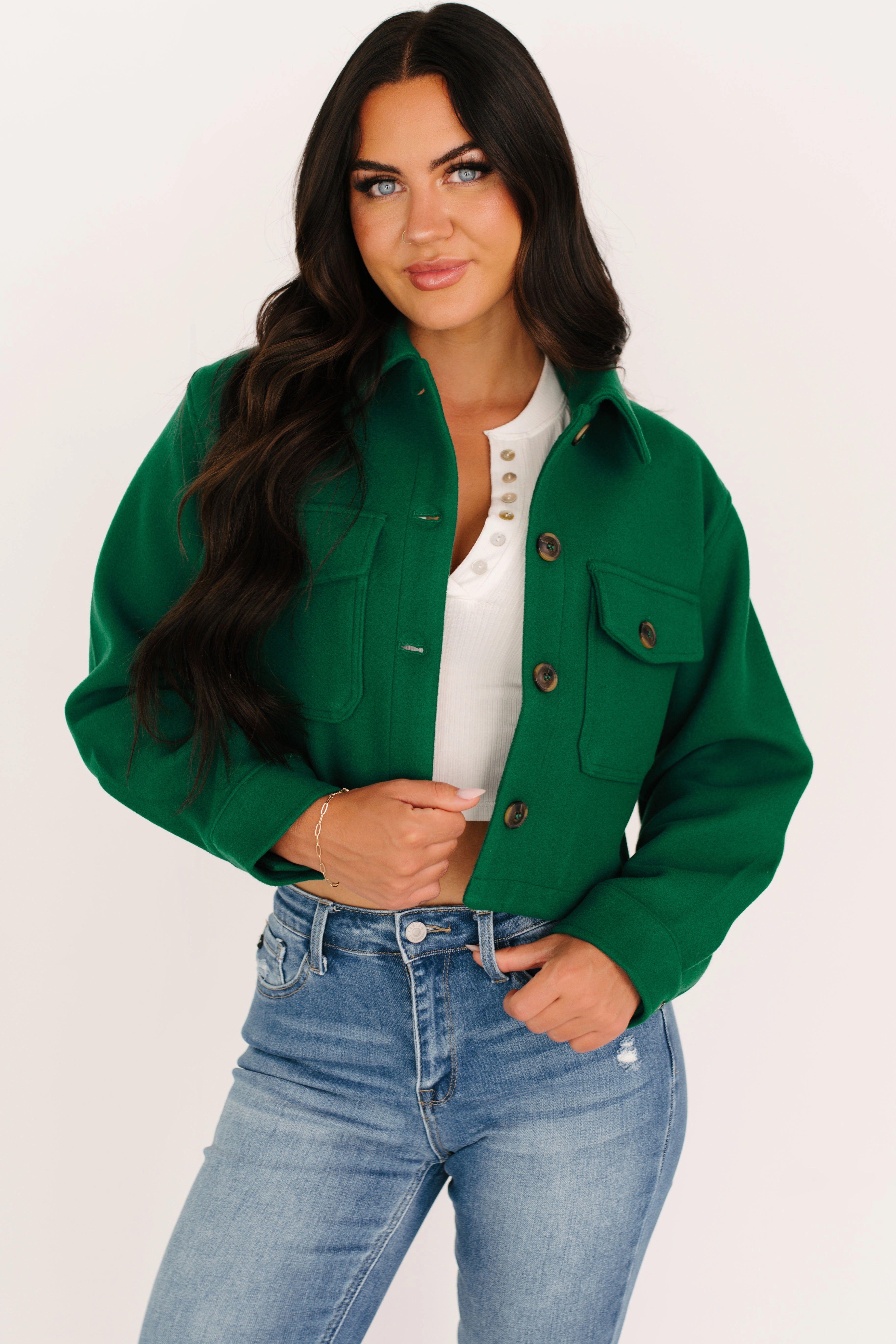 Reinforced Seams Soft But Savage Fleece Crop Jacket (Green)