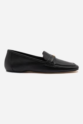 Suki Flat Loafer In Black Leather Light Lane Calm Lane
