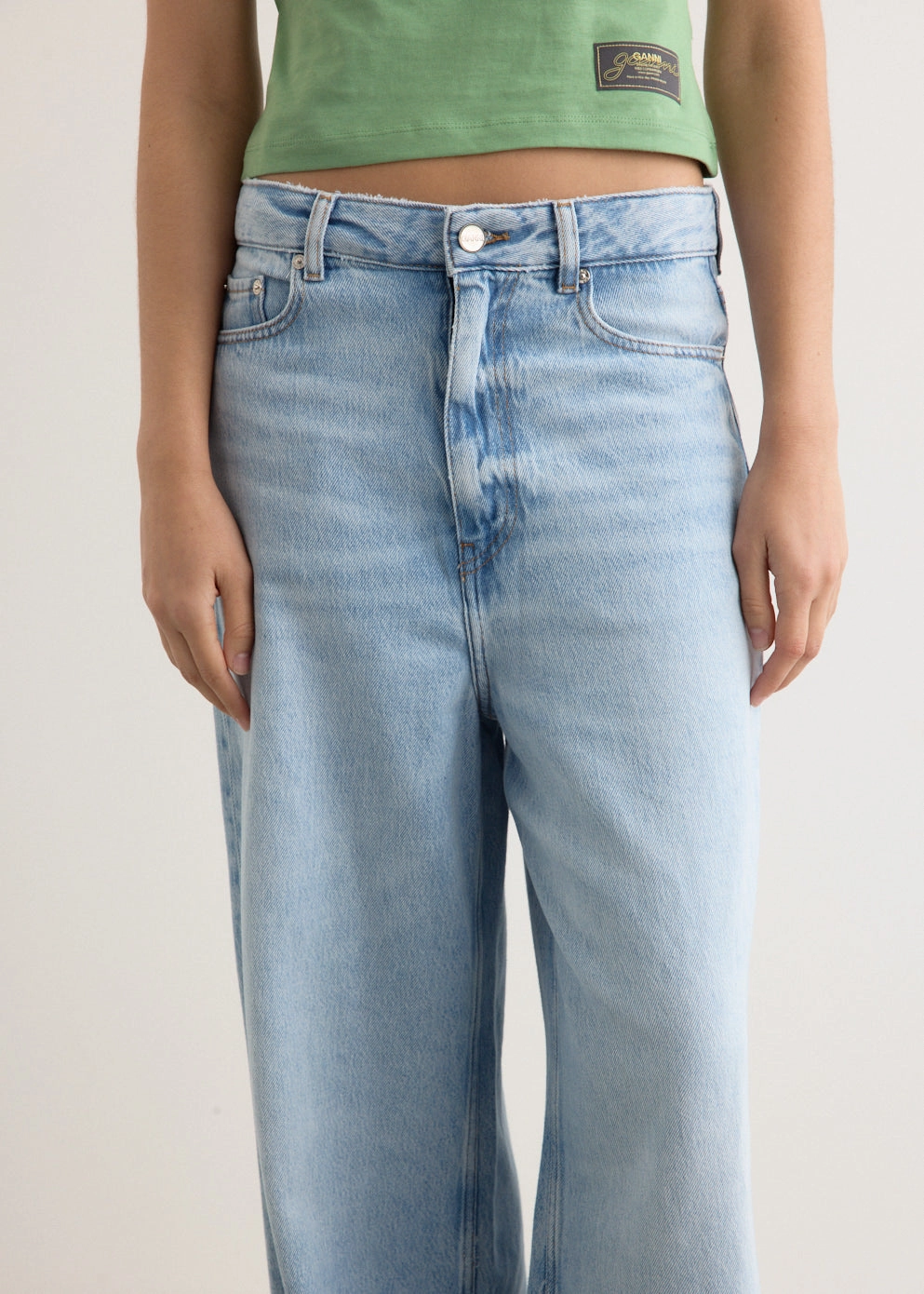 Soft Rigid Denim Baggy Jeans Minimalist Style Family Style Comfy elastic waistband