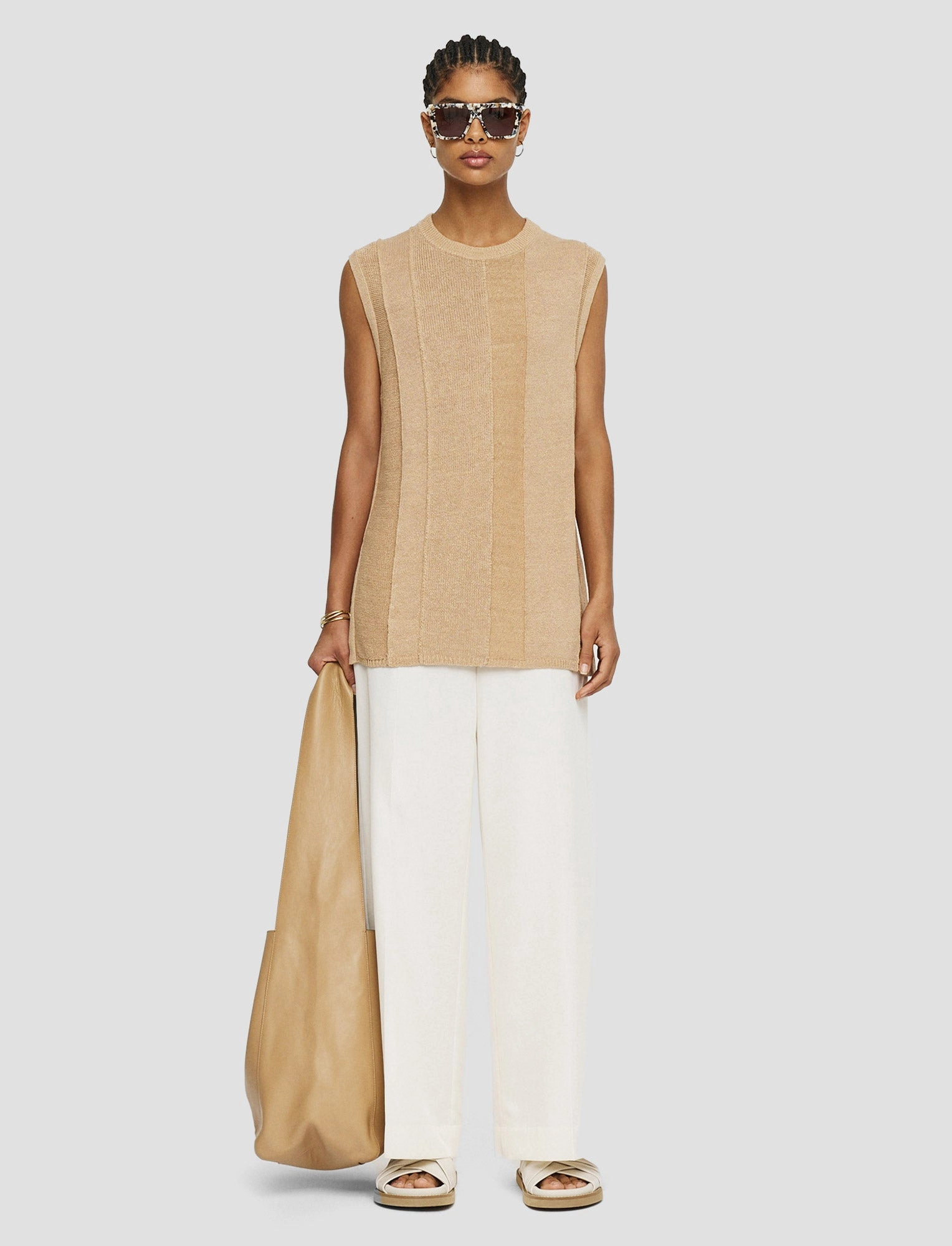 Linen Blend Knitted Tank Top LowMaintenance Care Daily Essential