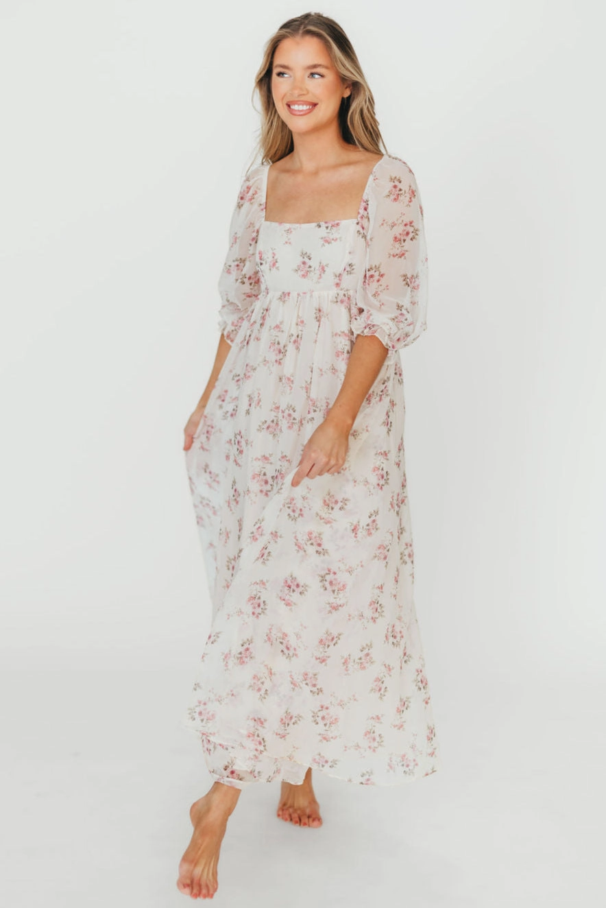Mona Maxi Dress in Pink Floral *Final-Sale* Reversible-Style