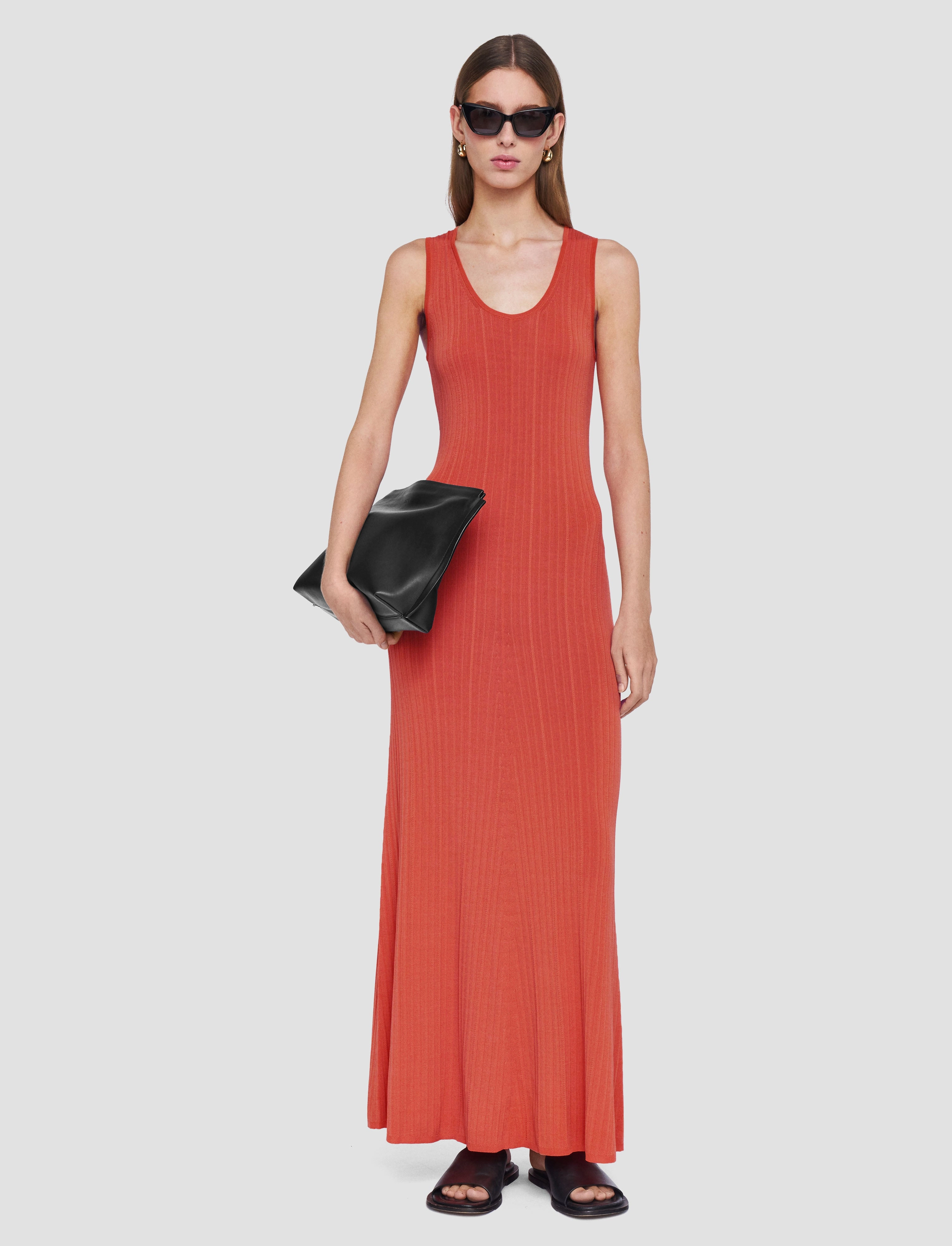 Smart Casual Modern Basic Viscose Rib Knit Dress