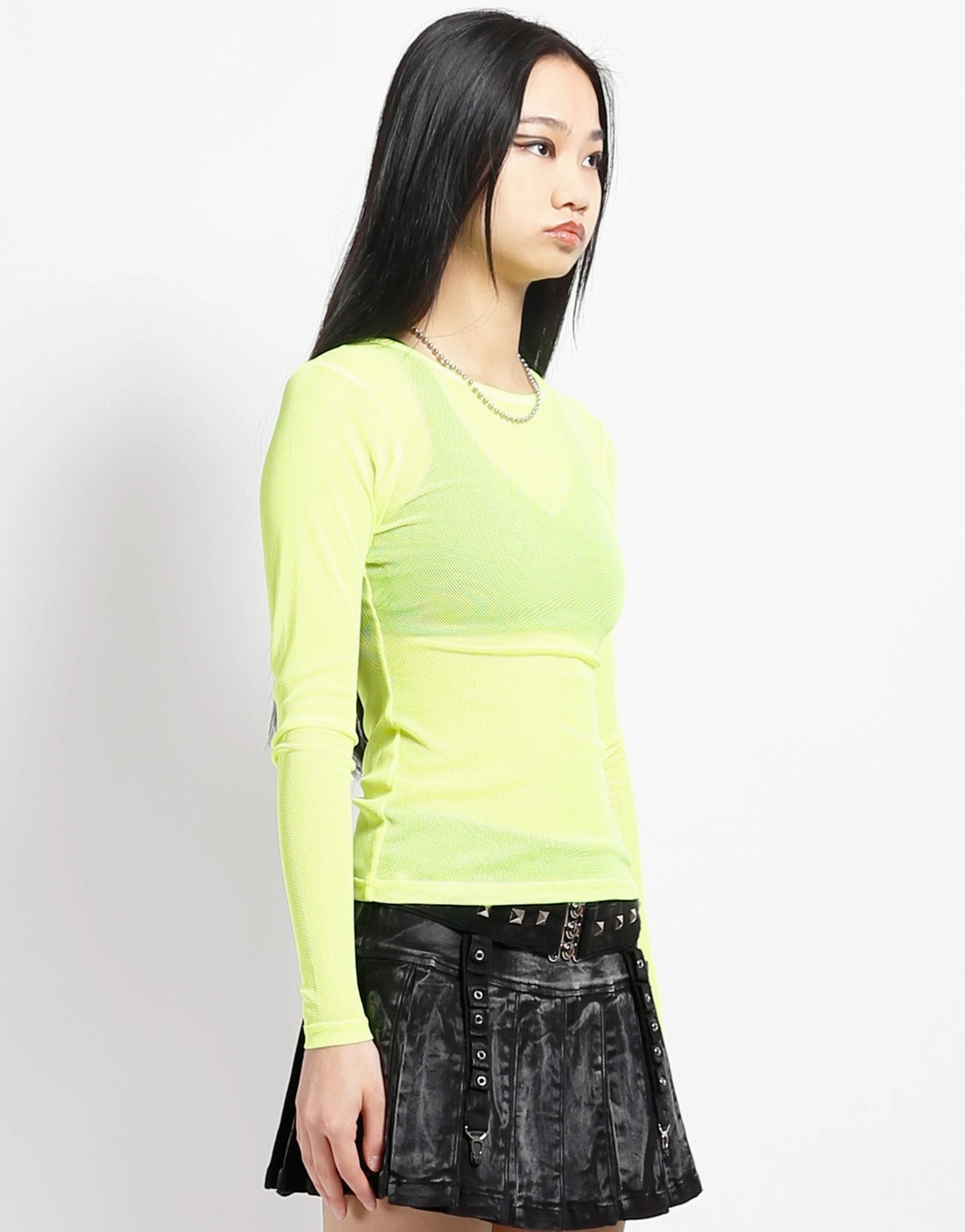 LADIES LONG SLEEVE FISHNET LIME Contrast Stitching Cooling Technology