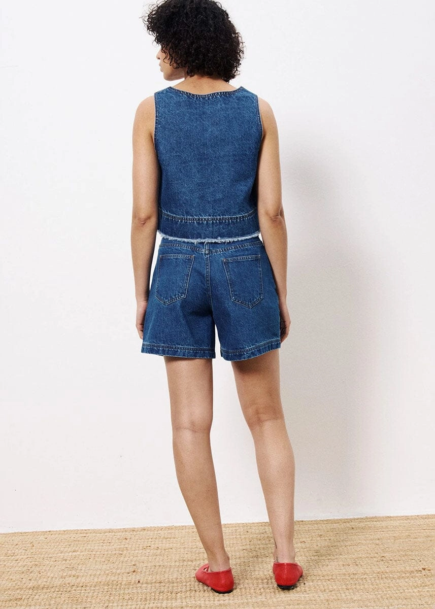 RollUpSleeves Printed top Dafne Denim Tank - Bleu Jean