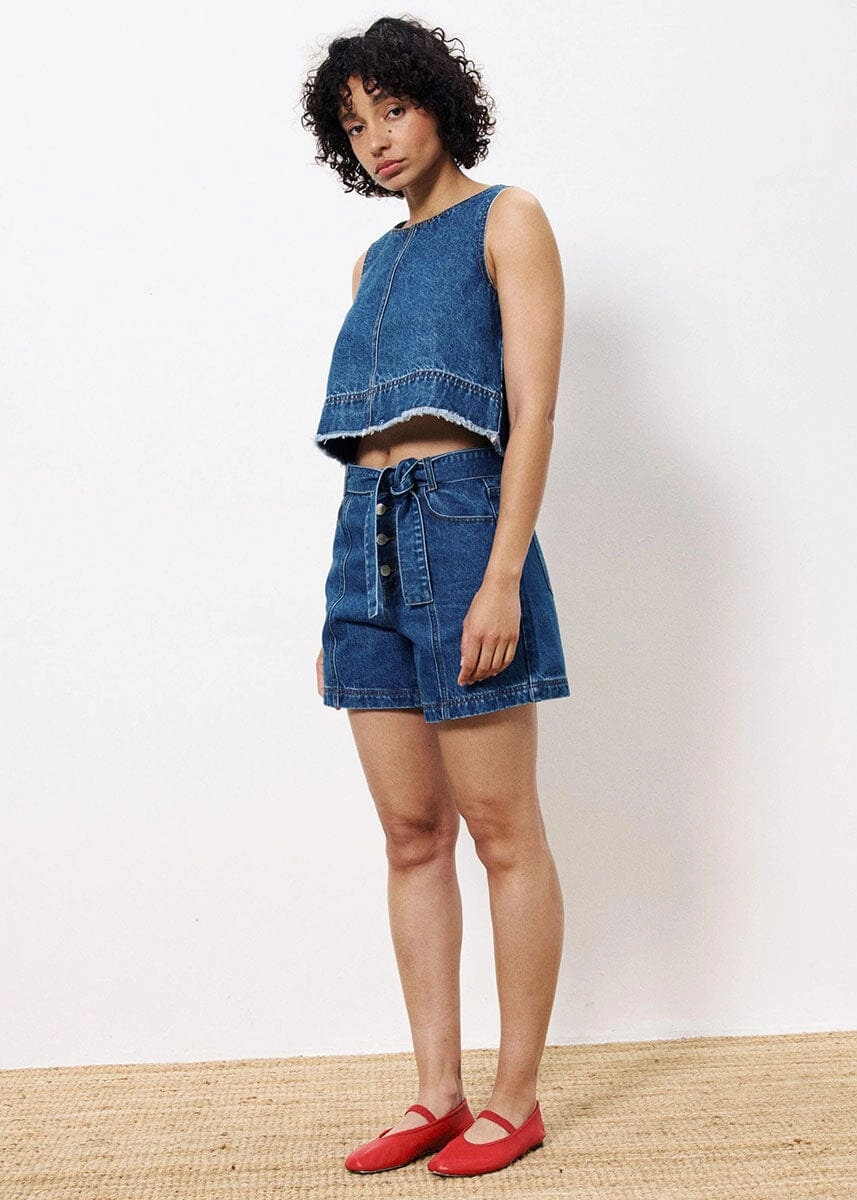 QuickReleaseFastenings Noise Reducing Fabric Treatment Dafne Denim Tank - Bleu Jean