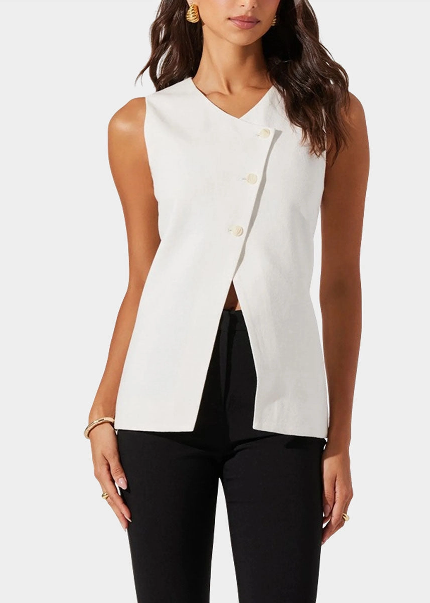 Microfiber Material LaserCut Edges Sonja Vest - White