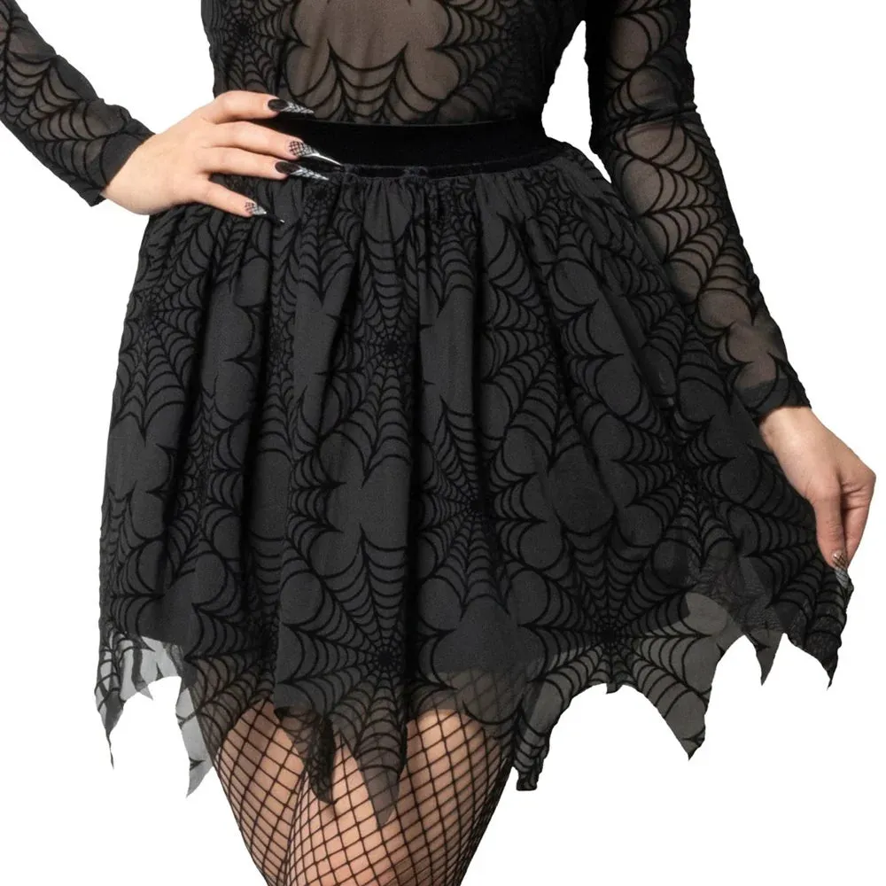SPIDERWEB MESH SKIRT BLACK BrushedInnerLining EcoCertified Material