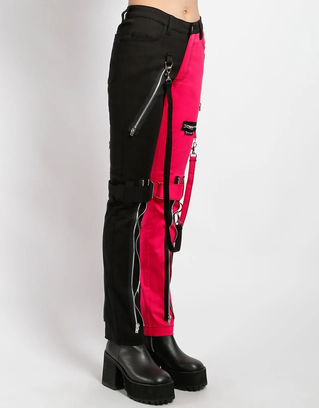 Trendy Cut SPLIT LEG BONDAGE PANT PINK