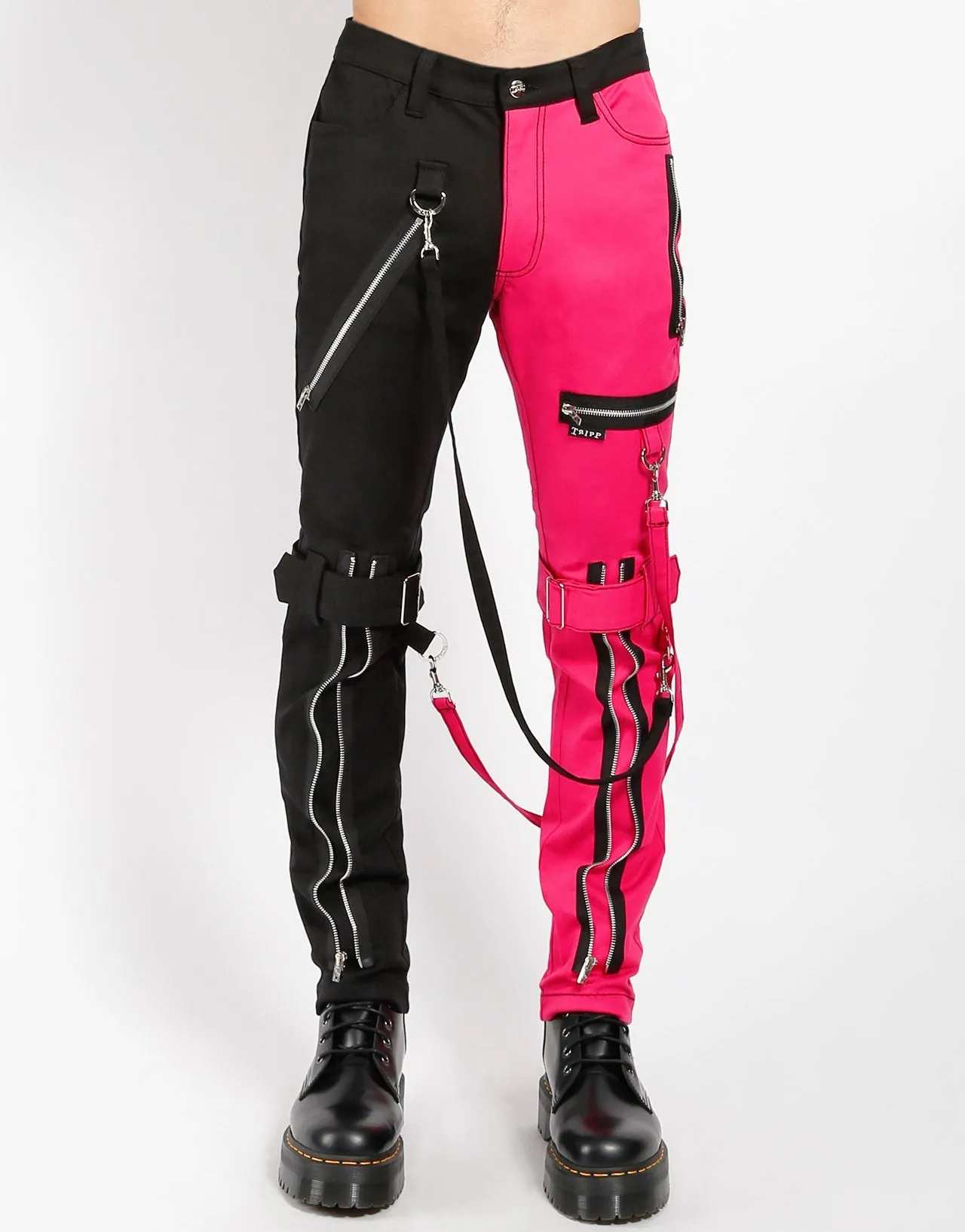 StainResistantCoating Flexible Knee Articulation SPLIT LEG BONDAGE PANT PINK