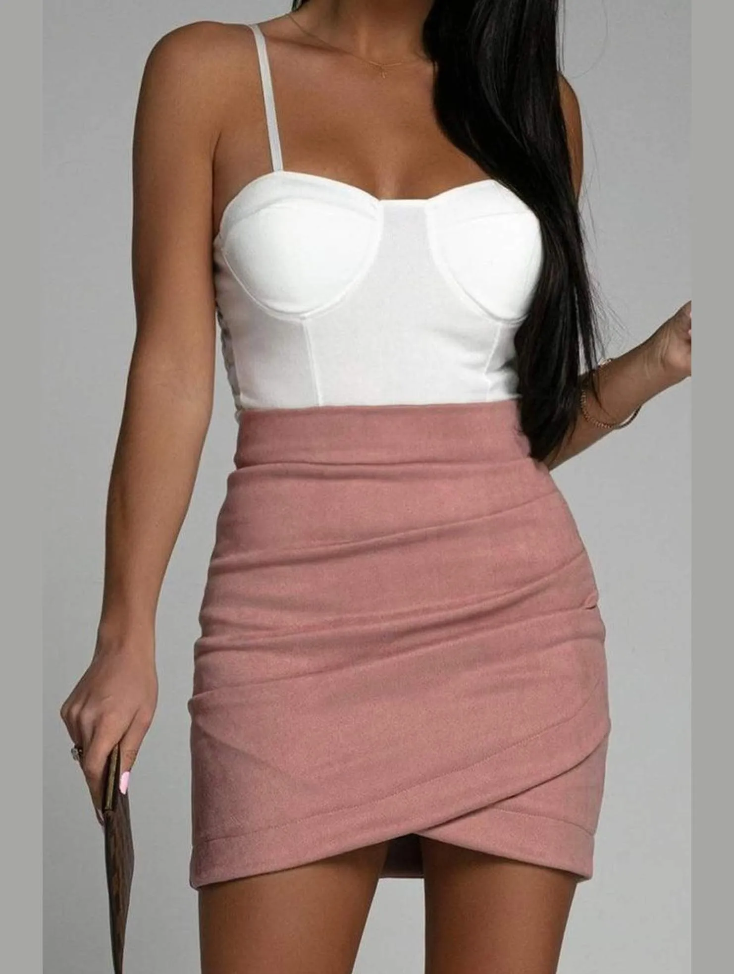 WOMEN HIGH WAIST WRAP MINI SKIRT Ripstop Material