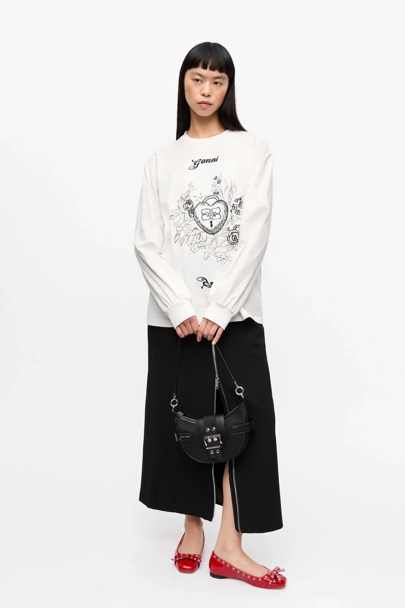 Trendy Piece White Re-cut Heavy Long Sleeve T-shirt