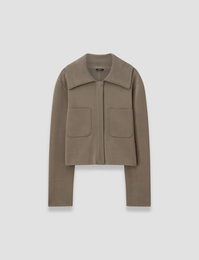 Reversible Seamless Design Milano Knit Stretch Short Jacket