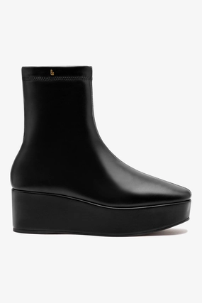 Easy Fit Compression Molded Sole Dani Flatform Boot In Black Leather