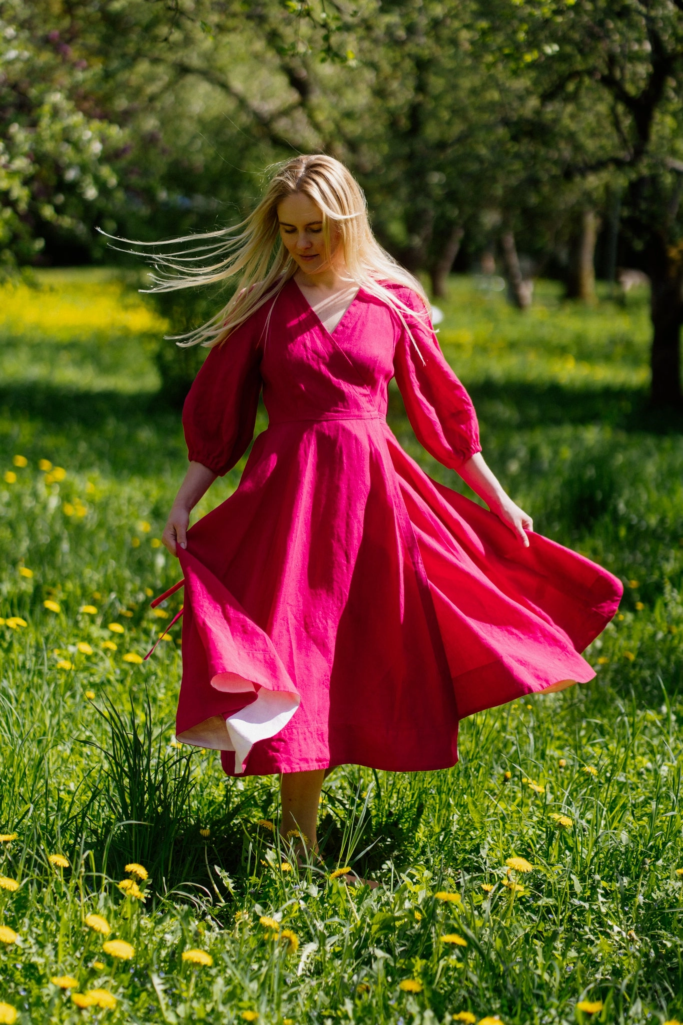 City Style Casual and Smart Wrap Gaia Dress, 3/4 Sleeve