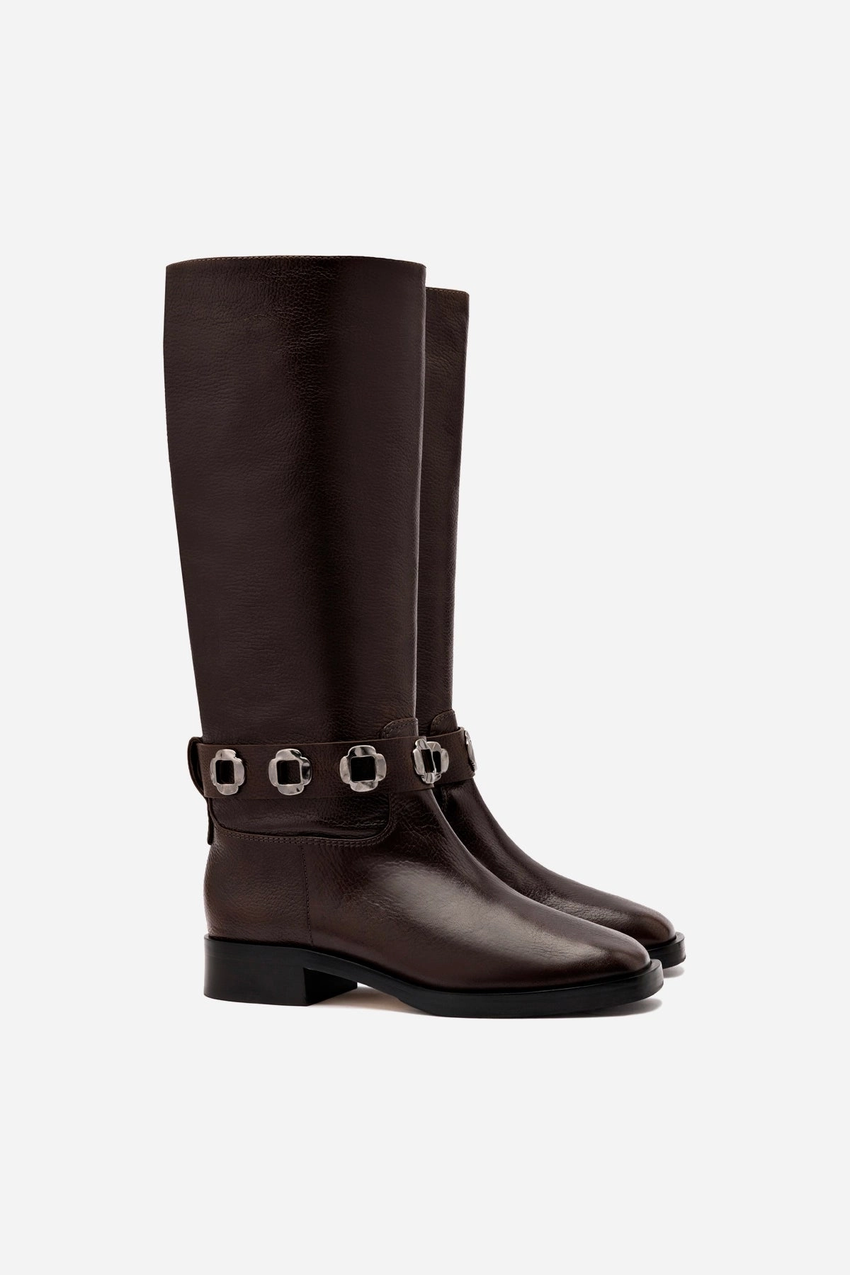 Milan Flat Boot In Brown Leather Quick Wear