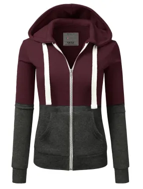 FrayResistant Fabric Stylish Outfit COLOR BLOCKING LONG SLEEVED HOODIE_CWOHOL422