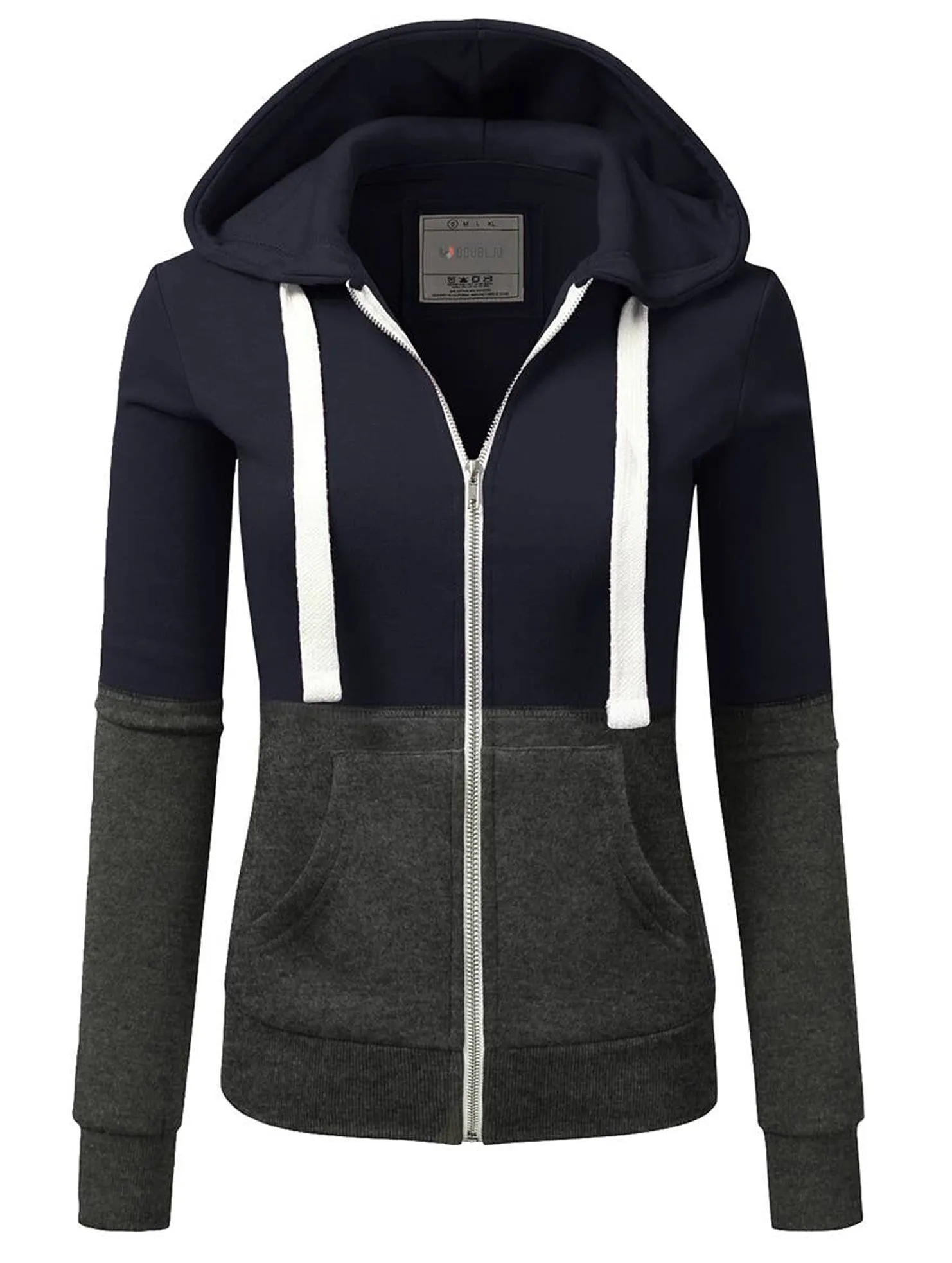 COLOR BLOCKING LONG SLEEVED HOODIE_CWOHOL422 Hidden Storage Pocket