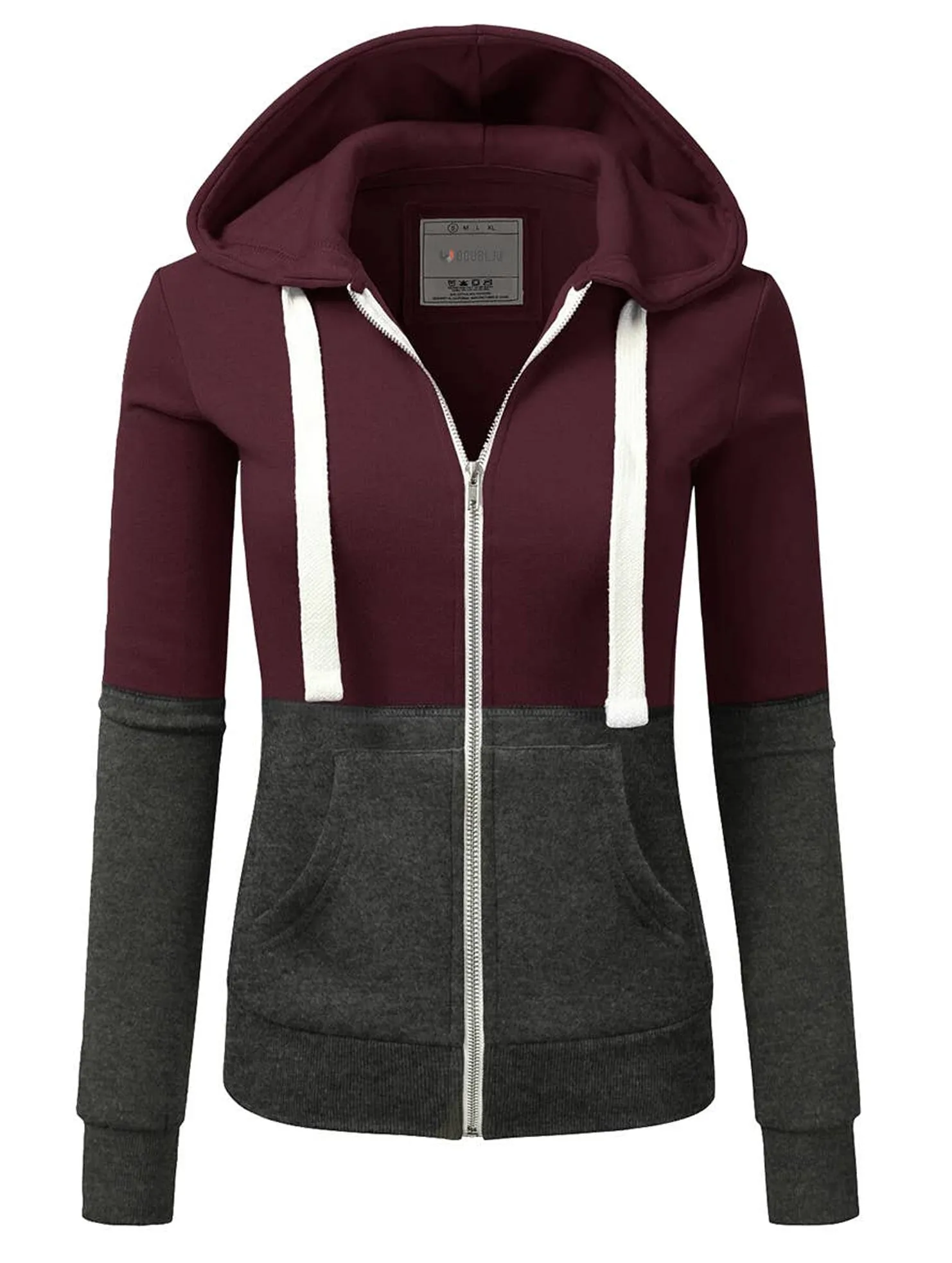 FrayResistant Fabric Stylish Outfit COLOR BLOCKING LONG SLEEVED HOODIE_CWOHOL422