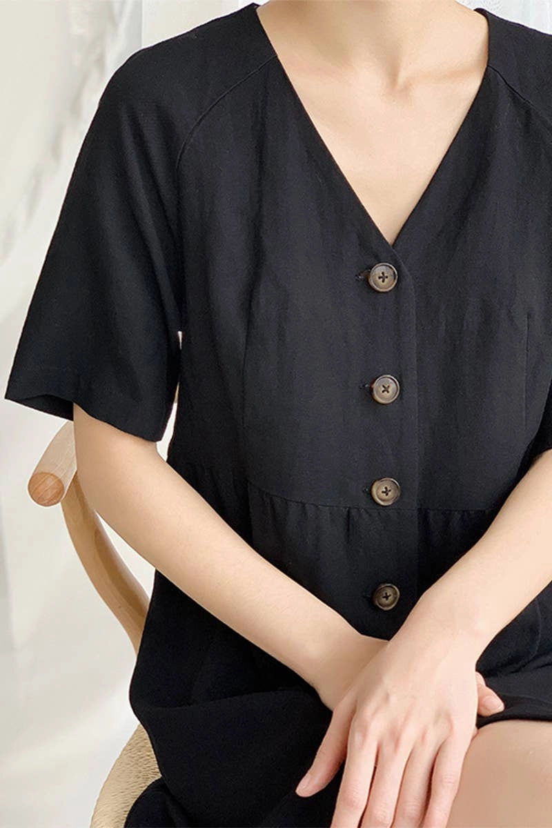 COTTON WAIST SLIMMING HEMP FRENCH DRESS_CWDSD4069 Art Event Refined Mood