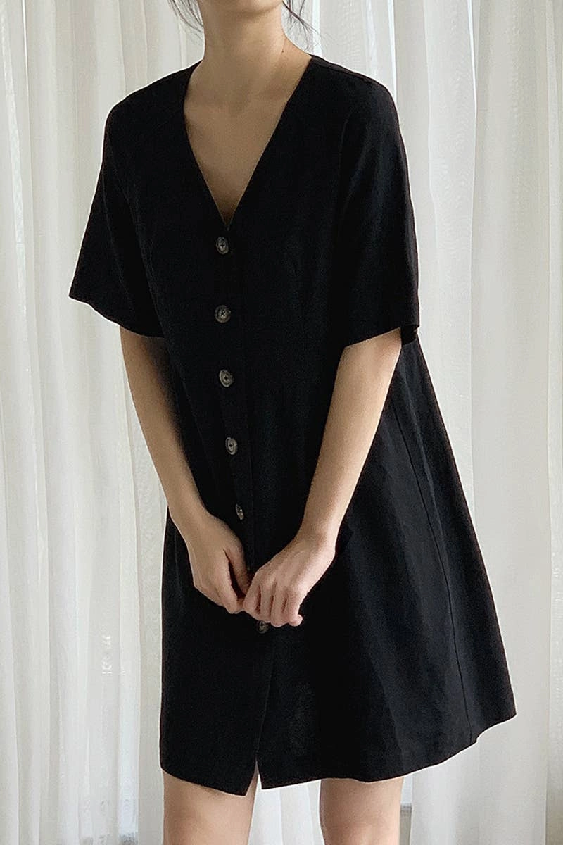 Silk Air Feather Light COTTON WAIST SLIMMING HEMP FRENCH DRESS_CWDSD4069