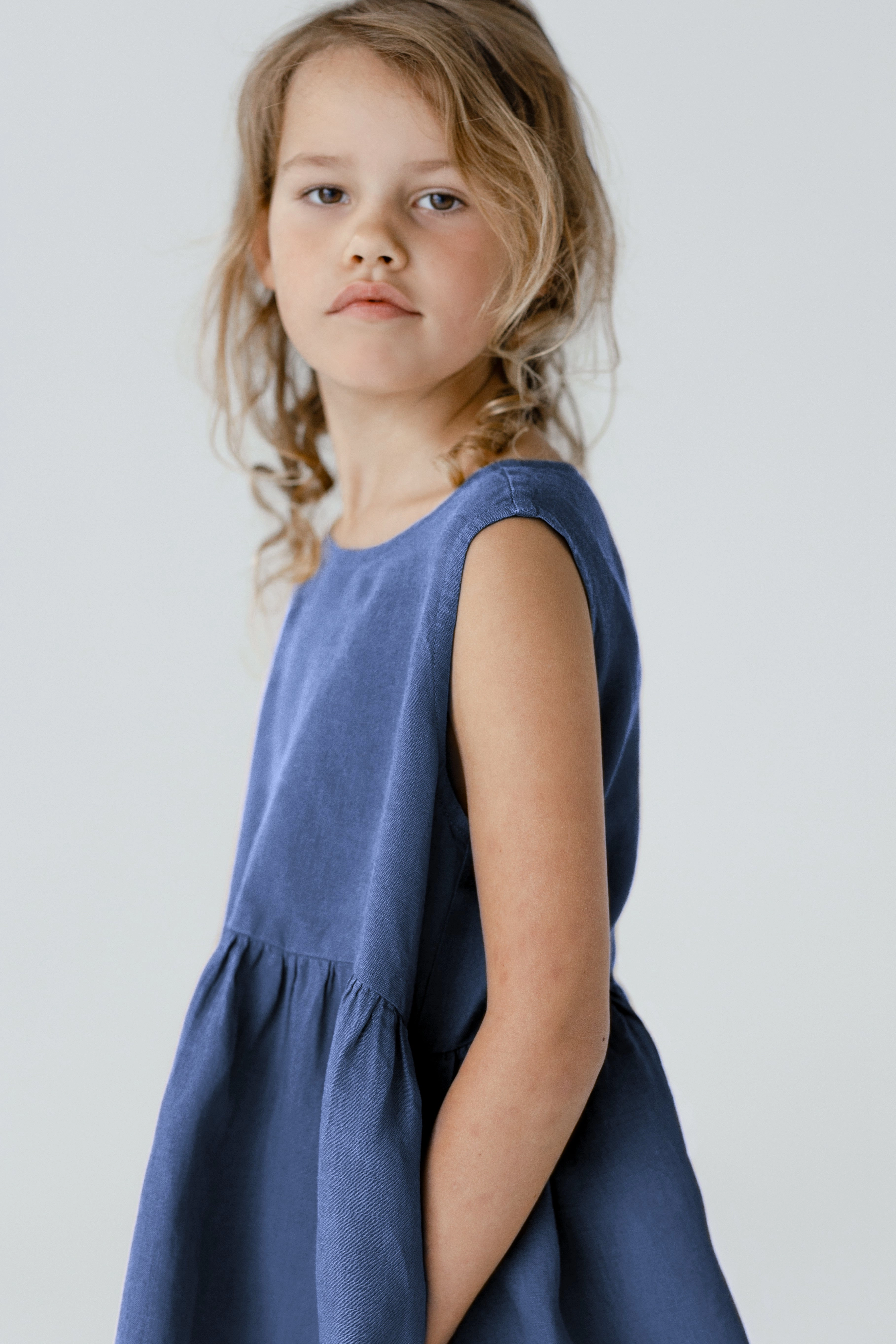 Zip Closure Modern Movement Mini Me Smock Dress, Sleeveless