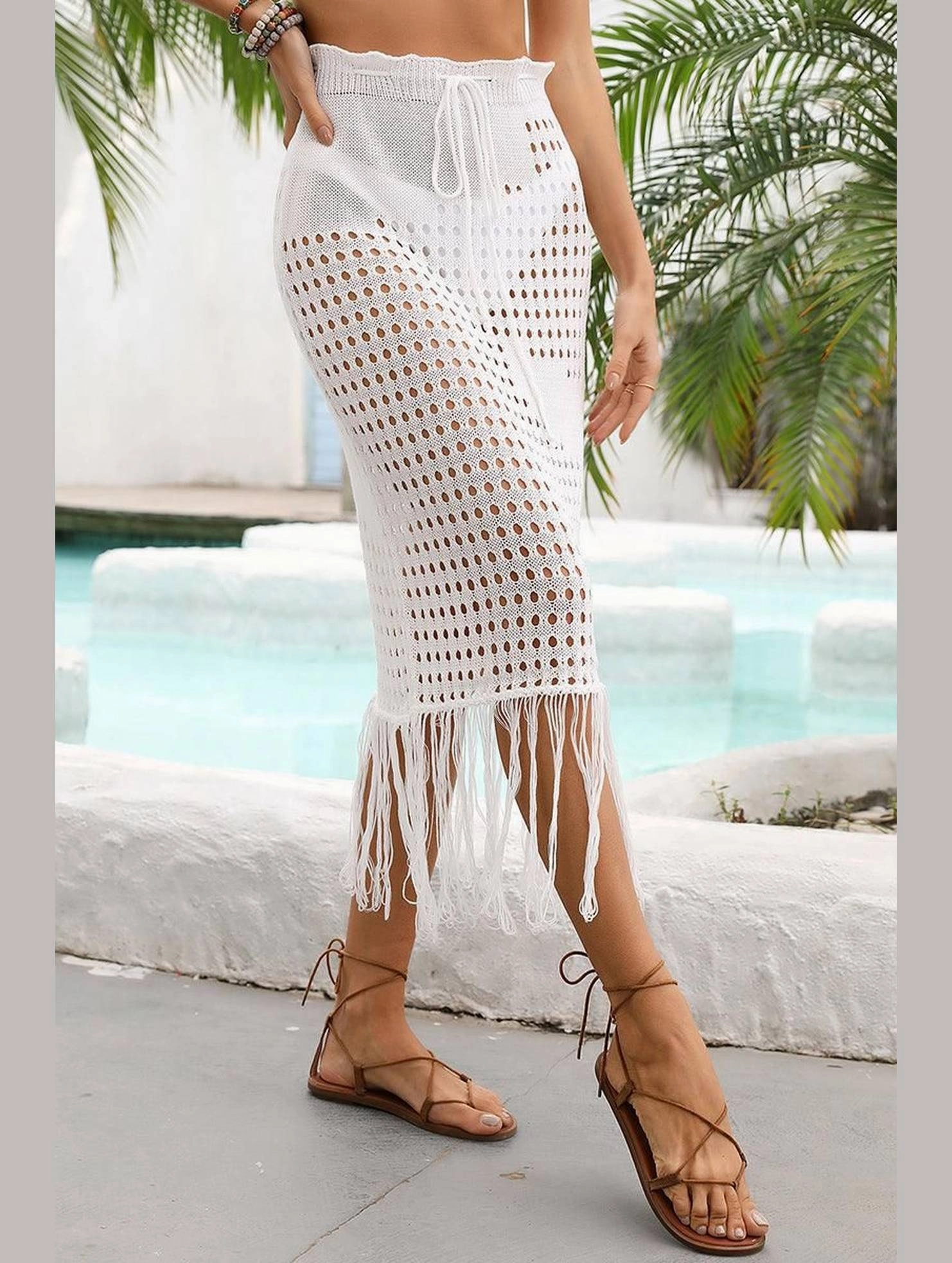 OdorResistantTreatment Active Design HOLLOW KNIT DRAWSTRING WAIST COVER UP SKIRT