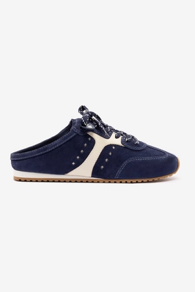 Stella Mule In Navy Suede and Ivory Leather Wear resistant Well   Made