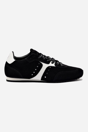 Reflective Detail Stella Sneaker In Black Suede