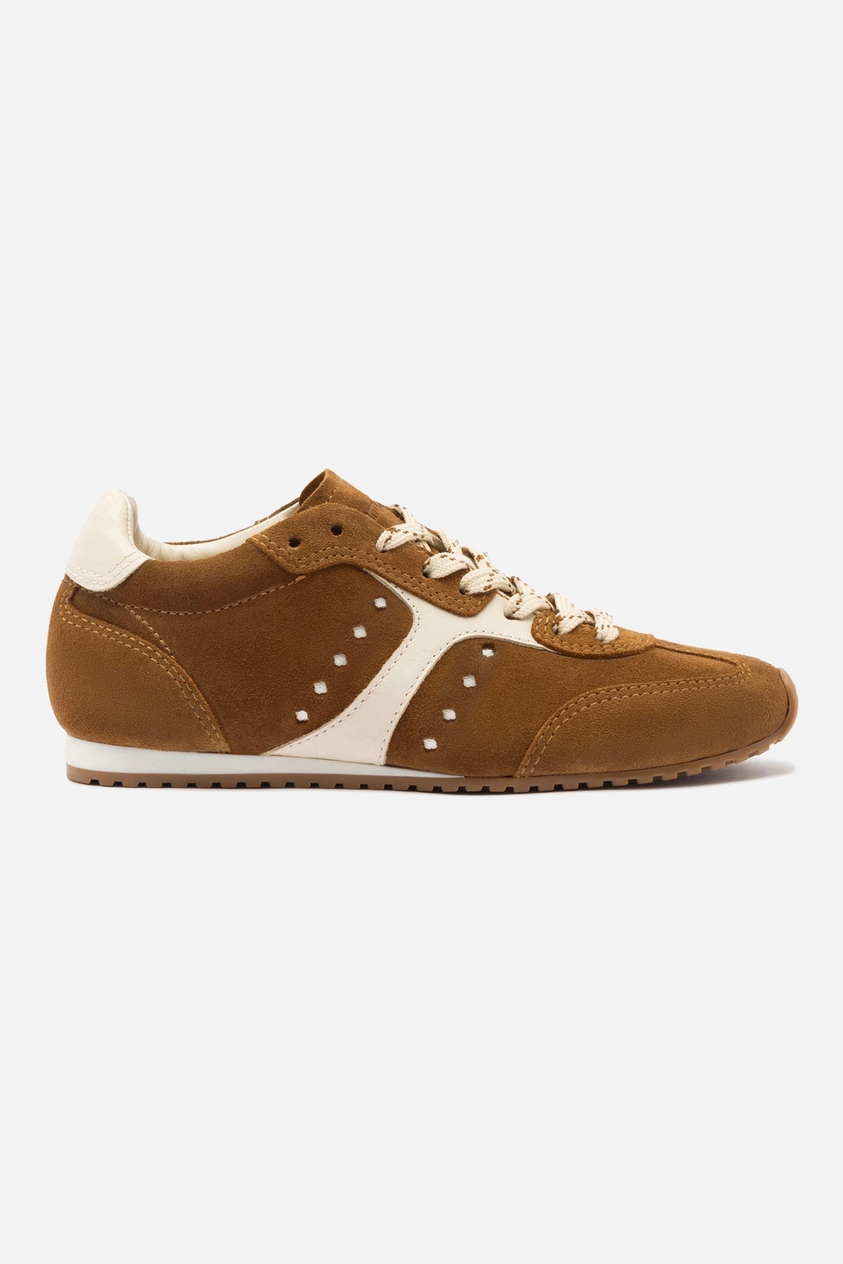 Puncture Resistant Plate Stella Sneaker In Russet Suede and Ivory Leather