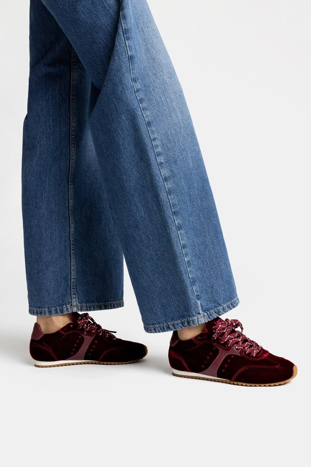 Stella Sneaker In Wine Velvet All-Day Flexibility