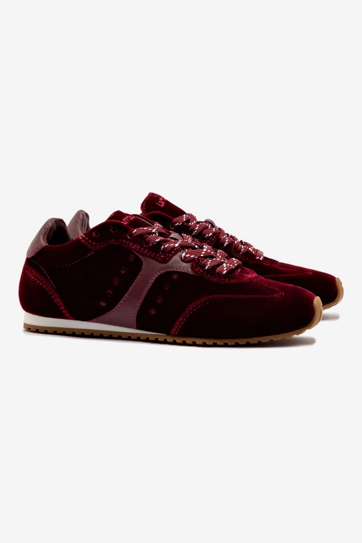 Stella Sneaker In Wine Velvet Cycling