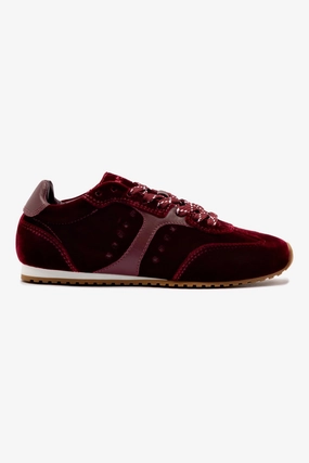 Comfort Soles Stella Sneaker In Wine Velvet