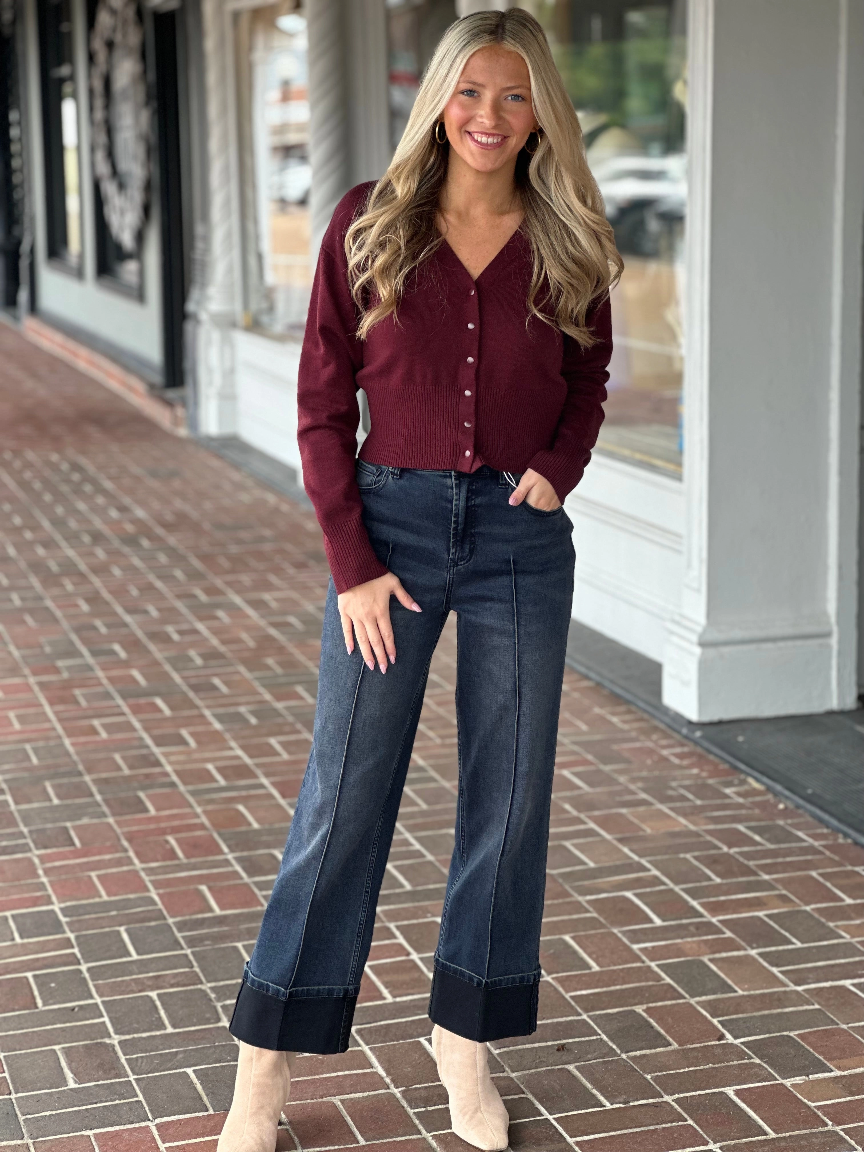 Steve Madden Lauryn Cardigan in Wine Reinforced Shoulders