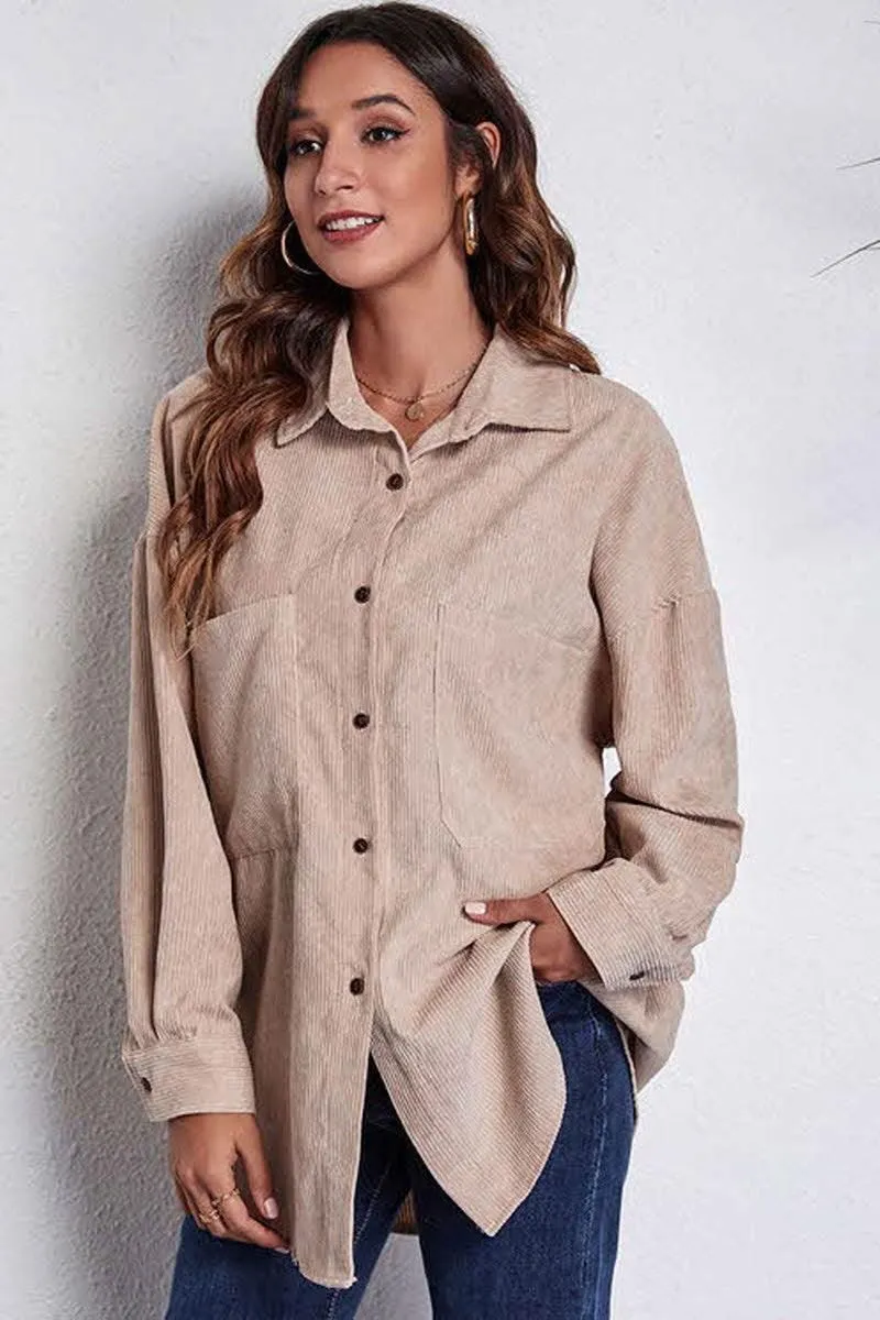 Active Blouse STITCHING POCKETS CORDUROY SHIRT