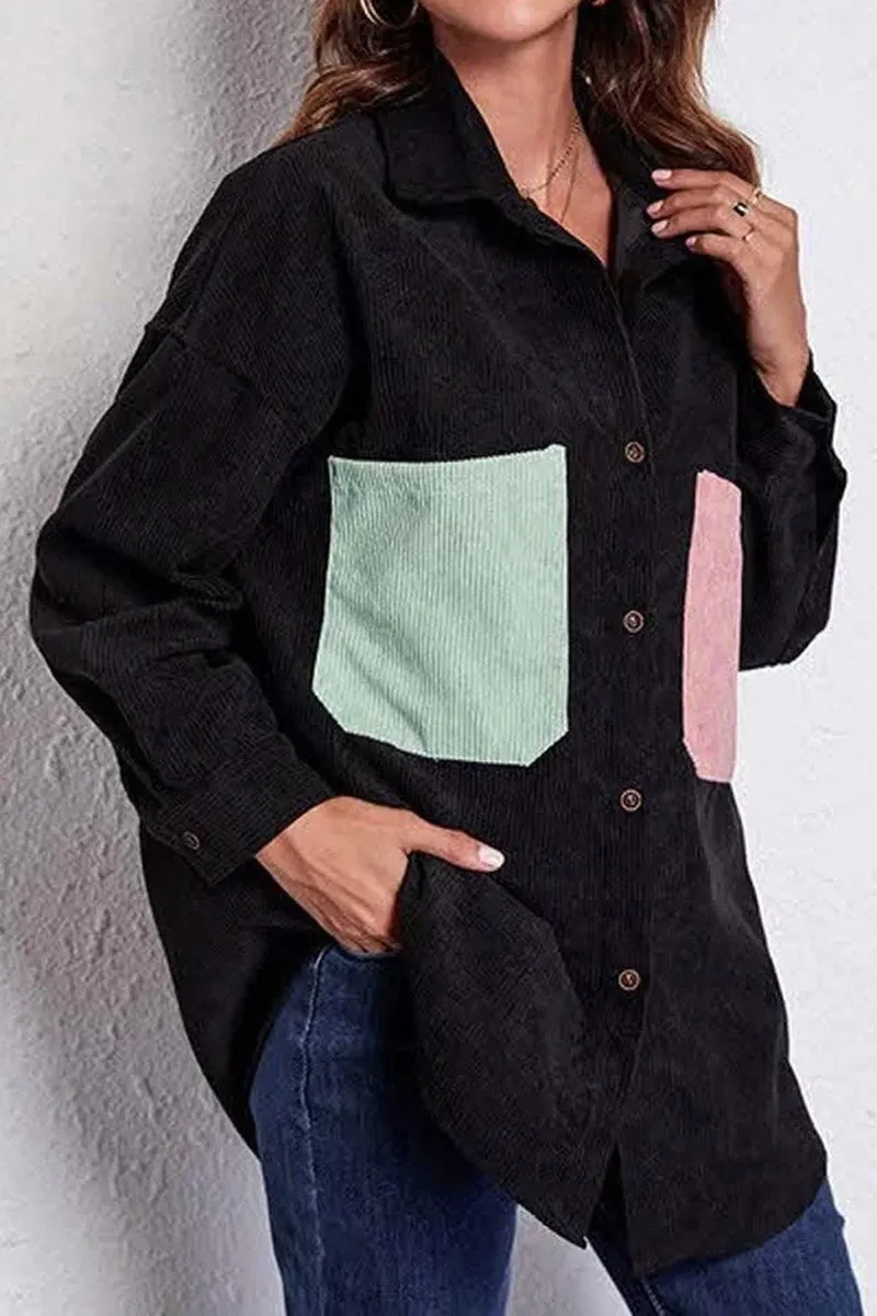 Modular Attachment System STITCHING POCKETS LOOSE CORDUROY SHIRT