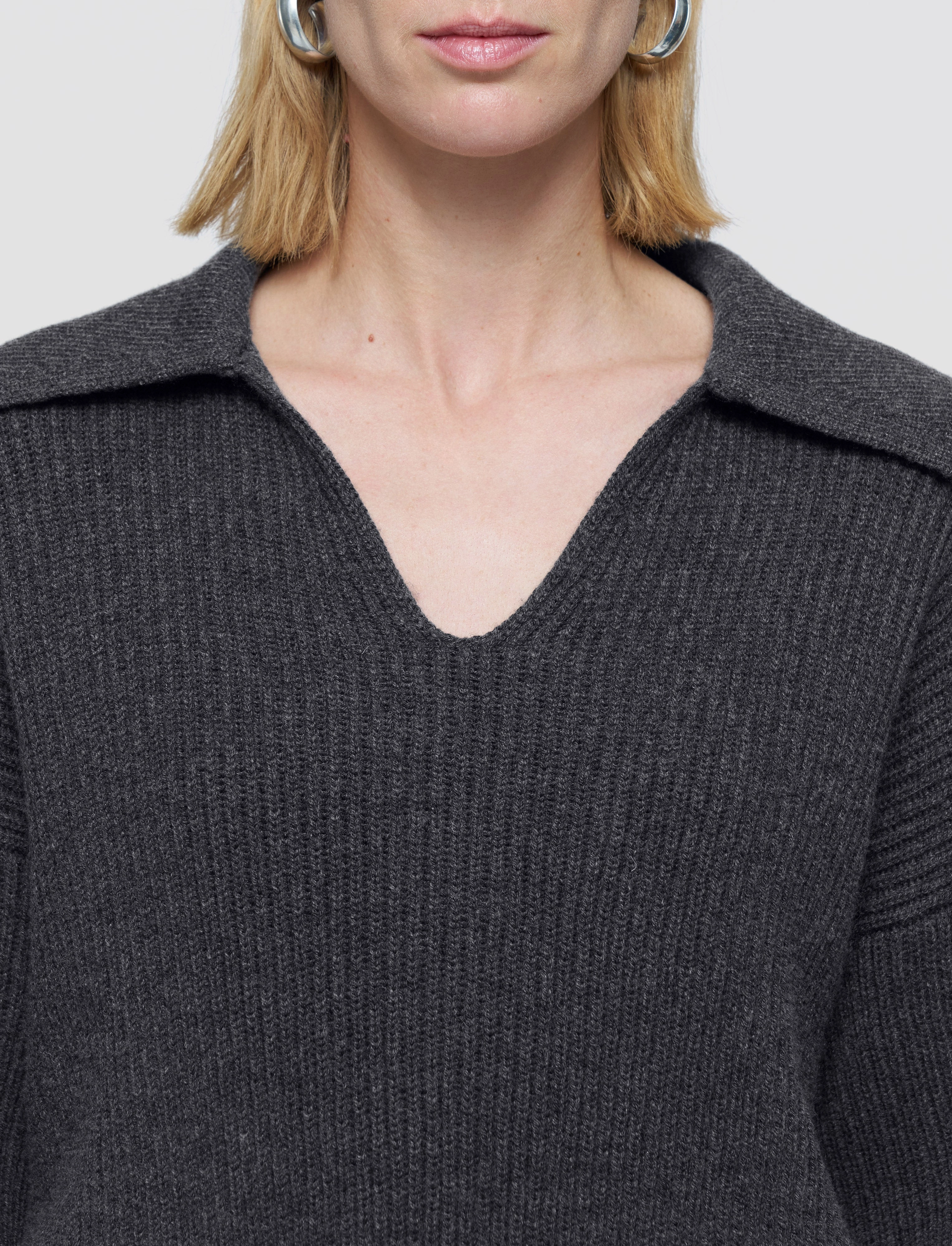 HighDensity Weave Airflow Channel Weave Light Cardigan Stitch Open Neck Jumper