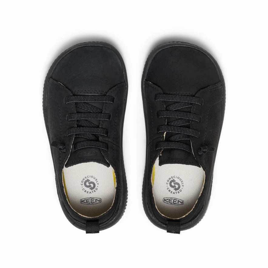 Little Kids' KNX Leather Sneaker  |  Triple Black Smooth Lining