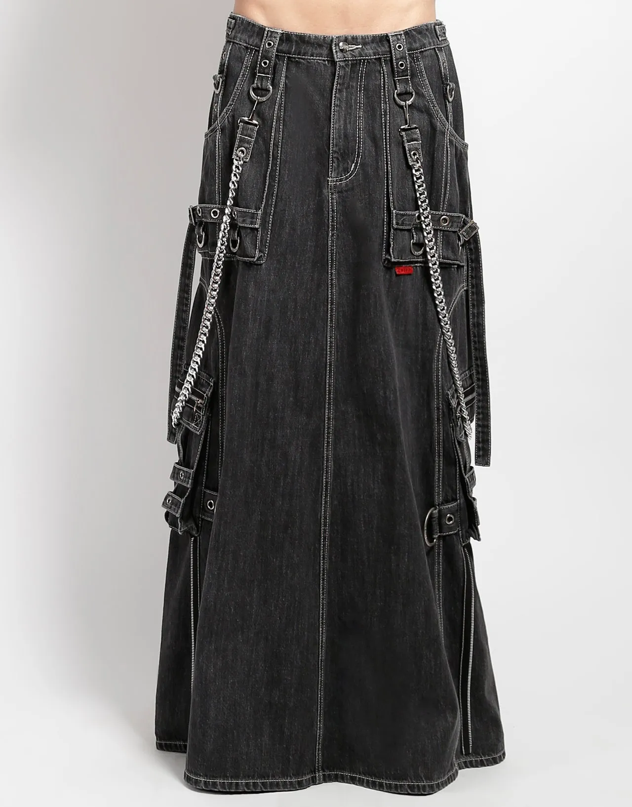 Flared bottom Plus-size option STRENGTH SKIRT BLACK DENIM